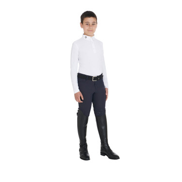 Pólo de concurso masculino ajustado de mangas compridas com 3 botões Avetis Equestro Pólo de concurso masculino ajustado de mangas compridas com 3 botões Avetis Equestro