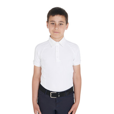 Polo de competição masculino ajustado de mangas curtas com 4 botões Equestro Polo de competição masculino ajustado de mangas curtas com 4 botões Equestro