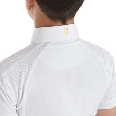 Polo de competição masculino ajustado de mangas curtas com 4 botões Equestro Polo de competição masculino ajustado de mangas curtas com 4 botões Equestro