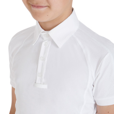 Polo de competição masculino ajustado de mangas curtas com 4 botões Equestro Polo de competição masculino ajustado de mangas curtas com 4 botões Equestro