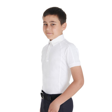 Polo de competição masculino ajustado de mangas curtas com 4 botões Equestro Polo de competição masculino ajustado de mangas curtas com 4 botões Equestro