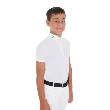 Polo de competição masculino ajustado de manga curta com 4 botões Arsen Equestro Polo de competição masculino ajustado de manga curta com 4 botões Arsen Equestro
