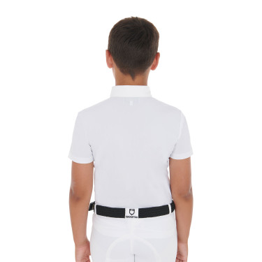 Polo de competição masculino ajustado de manga curta com 4 botões Arsen Equestro Polo de competição masculino ajustado de manga curta com 4 botões Arsen Equestro