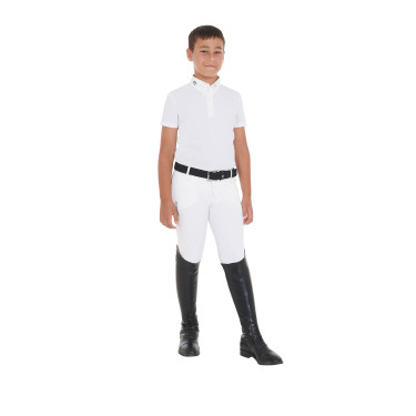 Polo de competição masculino ajustado de manga curta com 4 botões Arsen Equestro Polo de competição masculino ajustado de manga curta com 4 botões Arsen Equestro