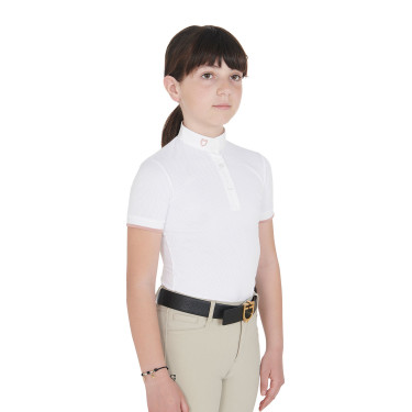 Pólo de concurso respirável feminino cintado de mangas curtas Clara Equestro Pólo de concurso respirável feminino cintado de mangas curtas Clara Equestro