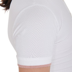 Pólo de concurso respirável feminino cintado de mangas curtas Clara Equestro Branco