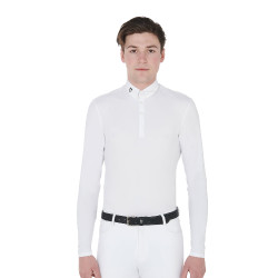 Pólo de competição de mangas compridas masculino Nestor Equestro Branco Pólo de competição de mangas compridas masculino Nestor Equestro Branco
