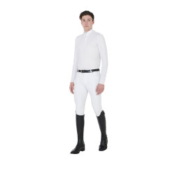 Pólo de competição de mangas compridas masculino Nestor Equestro Branco Pólo de competição de mangas compridas masculino Nestor Equestro Branco