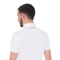 Polo de competição masculino de manga curta em tecido técnico respirável Hunt Equestro Branco Polo de competição masculino de manga curta em tecido técnico respirável Hunt Equestro Branco