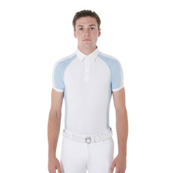 Polo de competição ajustado de mangas curtas masculino com 4 botões Equestro