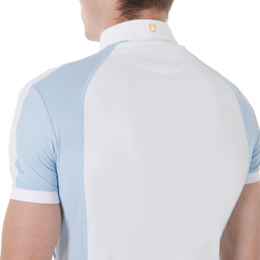 Polo de competição ajustado de mangas curtas masculino com 4 botões Equestro Polo de competição ajustado de mangas curtas masculino com 4 botões Equestro