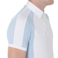 Polo de competição ajustado de mangas curtas masculino com 4 botões Equestro Azul céu