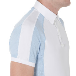 Polo de competição ajustado de mangas curtas masculino com 4 botões Equestro Azul céu Polo de competição ajustado de mangas curtas masculino com 4 botões Equestro Azul céu
