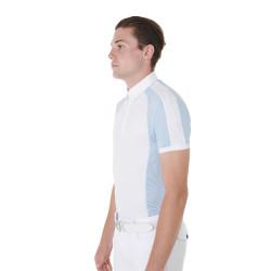 Polo de competição ajustado de mangas curtas masculino com 4 botões Equestro Azul céu Polo de competição ajustado de mangas curtas masculino com 4 botões Equestro Azul céu
