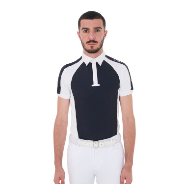 Polo de competição ajustado de mangas curtas masculino com 4 botões Equestro