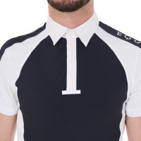 Polo de competição ajustado de mangas curtas masculino com 4 botões Equestro Branco Polo de competição ajustado de mangas curtas masculino com 4 botões Equestro Branco