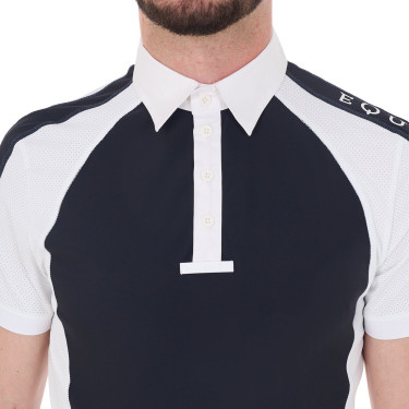 Polo de competição ajustado de mangas curtas masculino com 4 botões Equestro Polo de competição ajustado de mangas curtas masculino com 4 botões Equestro