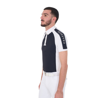 Polo de competição ajustado de mangas curtas masculino com 4 botões Equestro Polo de competição ajustado de mangas curtas masculino com 4 botões Equestro