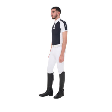 Polo de competição ajustado de mangas curtas masculino com 4 botões Equestro Polo de competição ajustado de mangas curtas masculino com 4 botões Equestro
