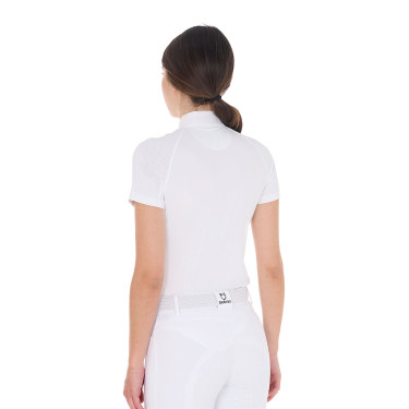 Polo de competição ajustado em stretch com zíper e mesh feminino Taline Equestro Polo de competição ajustado em stretch com zíper e mesh feminino Taline Equestro