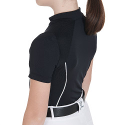 Polo de treino técnico de mangas curtas infantil com fecho éclair Equestro Preto