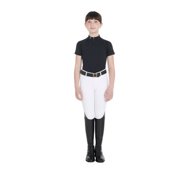 Polo de treino técnico de mangas curtas infantil com fecho éclair Equestro Polo de treino técnico de mangas curtas infantil com fecho éclair Equestro