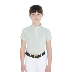 Polo de treino técnico de mangas curtas infantil com fecho éclair Equestro Verde claro