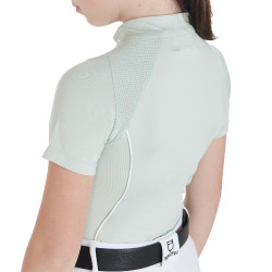 Polo de treino técnico de mangas curtas infantil com fecho éclair Equestro Verde claro