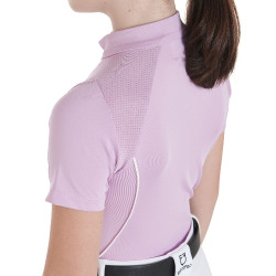 Polo de treino técnico de mangas curtas infantil com fecho éclair Equestro Lilás Azul