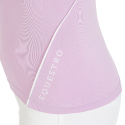 Polo de treino técnico de mangas curtas infantil com fecho éclair Equestro Lilás Azul