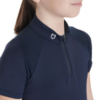 Polo de treino técnico de mangas curtas infantil com fecho éclair Equestro Marinho Azul-marinho Polo de treino técnico de mangas curtas infantil com fecho éclair Equestro Marinho Azul-marinho