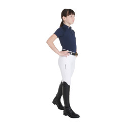 Polo de treino técnico de mangas curtas infantil com fecho éclair Equestro Marinho Azul-marinho