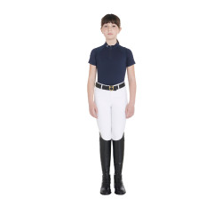 Polo de treino técnico de mangas curtas infantil com fecho éclair Equestro Marinho Azul-marinho