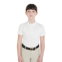 Polo de treino técnico de mangas curtas infantil com fecho éclair Equestro Blazer marinho Azul-marinho