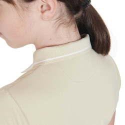 Polo de treino técnico infantil em tecido antibacteriano Equestro Oxford bronzeado Rosa