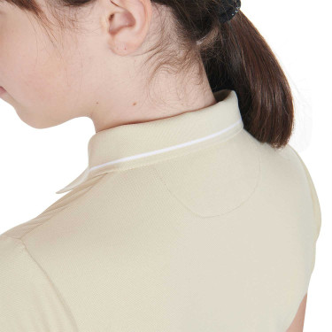 Polo de treino técnico infantil em tecido antibacteriano Equestro Oxford bronzeado Rosa
