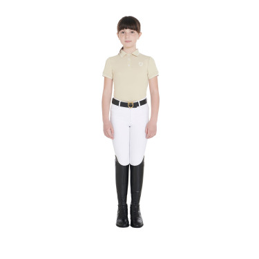 Polo de treino técnico infantil em tecido antibacteriano Equestro Oxford bronzeado Rosa