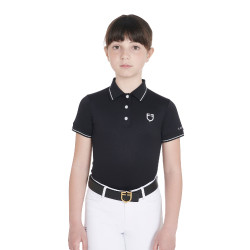 Polo de treino técnico infantil em tecido antibacteriano Equestro Preto