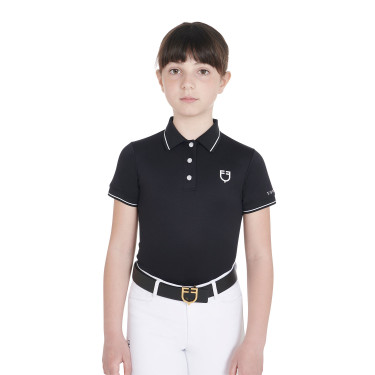 Polo de treino técnico infantil em tecido antibacteriano Equestro Preto