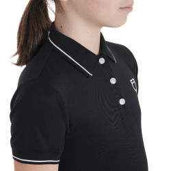 Polo de treino técnico infantil em tecido antibacteriano Equestro Preto