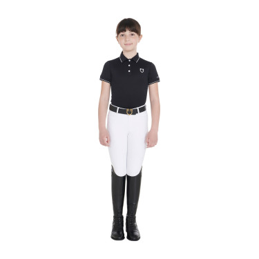 Polo de treino técnico infantil em tecido antibacteriano Equestro Preto