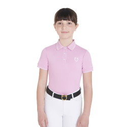 Polo de treino técnico infantil em tecido antibacteriano Equestro Lilás Azul