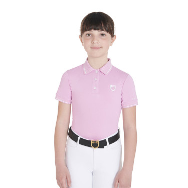 Polo de treino técnico infantil em tecido antibacteriano Equestro Lilás Azul