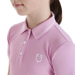 Polo de treino técnico infantil em tecido antibacteriano Equestro Lilás Azul