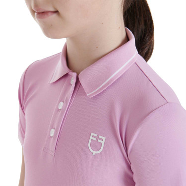 Polo de treino técnico infantil em tecido antibacteriano Equestro Lilás Azul