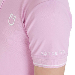 Polo de treino técnico infantil em tecido antibacteriano Equestro Lilás Azul