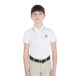 Polo de treino técnico infantil em tecido antibacteriano Equestro Branco