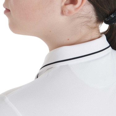 Polo de treino técnico infantil em tecido antibacteriano Equestro Branco