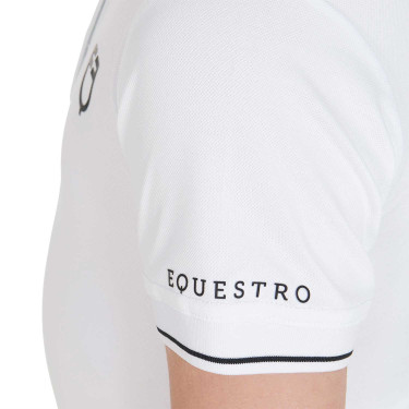 Polo de treino técnico infantil em tecido antibacteriano Equestro Branco