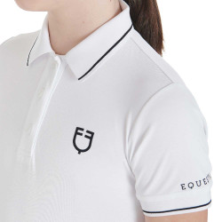 Polo de treino técnico infantil em tecido antibacteriano Equestro Branco